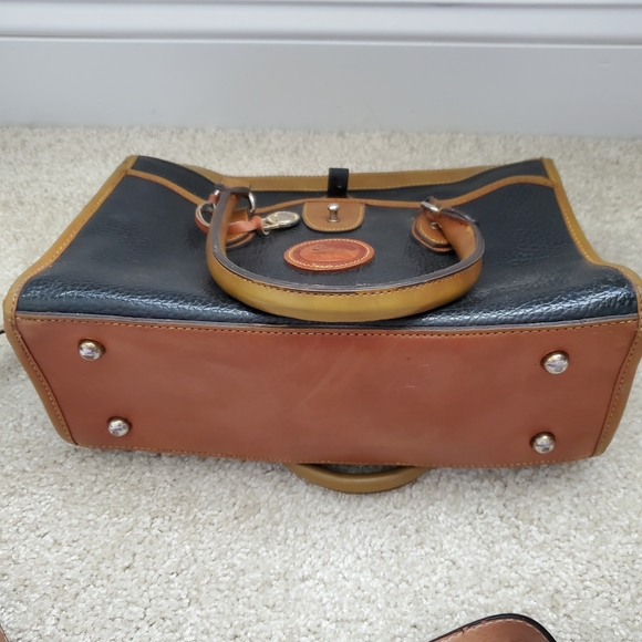 Dooney & Bourke Black Satchel with Tan Trim / All Weather Leather - Picture 12 of 16